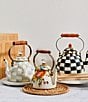 MacKenzie-Childs Check Enamel Tea Kettle, 2 Qt., Color:Sterling Check - Image 5