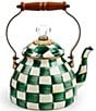 MacKenzie-Childs Check Enamel Tea Kettle, 2 Qt., Color:Emerald Check - Image 1