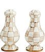 MacKenzie-Childs Check Enamel Large Salt & Pepper Shaker Set, Color:Mocha Check - Image 1