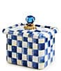 MacKenzie-Childs Check Enamel Glass Knob Recipe Box, Color:Royal Check - Image 1