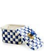 MacKenzie-Childs Check Enamel Glass Knob Recipe Box, Color:Royal Check - Image 2