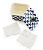 MacKenzie-Childs Check Enamel Glass Knob Recipe Box, Color:Royal Check - Image 3