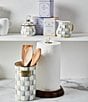 MacKenzie-Childs Check Enamel Utensil Holder, Color:Sterling Check - Image 5