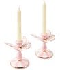 MacKenzie-Childs Check Tall Butterfly Candlesticks, Set of 2, Color:Rosy Check - Image 2