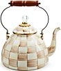 MacKenzie-Childs Check Enamel 3-Quart Tea Kettle, Color:Mocha Check - Image 1