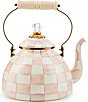 MacKenzie-Childs Check Enamel 3-Quart Tea Kettle, Color:Rosy Check - Image 1