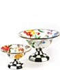MacKenzie-Childs White Flower Market Footed Compote - Image 1