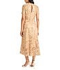 Maggy London Adorned Sequin Mesh Short Sleeve Midi Dress, Color:Caramel/Pink - Image 2