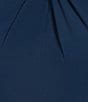 Color:Navy - Image 4 - Asymmetrical Hemline Crepe Short Sleeve Twisted Mock Neck Stretch Midi Dress