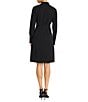 Maggy London Color Block Scuba Crepe Mock Beck Long Sleeve Self-Tie Belt A-Line Midi Dress, Color:Black - Image 2