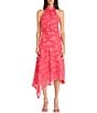 Color:Raspberry - Image 1 - Floral Burnout Mock Neckline Sleeveless Midi Dress