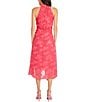 Color:Raspberry - Image 2 - Floral Burnout Mock Neckline Sleeveless Midi Dress