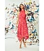 Color:Raspberry - Image 4 - Floral Burnout Mock Neckline Sleeveless Midi Dress