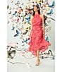Color:Raspberry - Image 5 - Floral Burnout Mock Neckline Sleeveless Midi Dress
