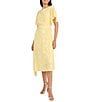 Maggy London Floral Burnout Round Neck Short Flutter Sleeve Midi Dress, Color:Sunshine - Image 3