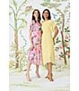 Maggy London Floral Burnout Round Neck Short Flutter Sleeve Midi Dress, Color:Sunshine - Image 4