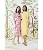 Maggy London Floral Burnout Round Neck Short Flutter Sleeve Midi Dress, Color:Sunshine - Image 5