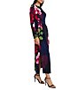 Maggy London Floral Print Jersey Knit Boat Neck Long Sleeve Asymmetrical A-Line Dress, Color:Navy/Flame - Image 3