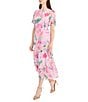 Maggy London Floral Print Short Flutter Sleeve Asymmetrical Hem Dress, Color:Lavender - Image 3