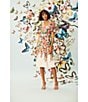 Color:Ivory/Mango - Image 5 - Floral Sweetheart Neck Short Flutter Sleeve Midi Dress