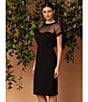 Maggy London Illusion Round Neck Cap Sleeve Sheath Dress, Black - Image 5