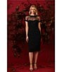 Maggy London Illusion Round Neck Cap Sleeve Sheath Dress, Black - Image 7