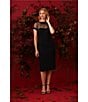 Maggy London Illusion Round Neck Cap Sleeve Sheath Dress, Black - Image 9
