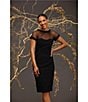 Maggy London Illusion Round Neck Cap Sleeve Sheath Dress, Black - Image 12
