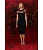 Maggy London Illusion Round Neck Cap Sleeve Sheath Dress, Black - Image 13