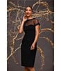 Maggy London Illusion Round Neck Cap Sleeve Sheath Dress, Black - Image 14