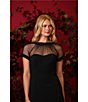 Maggy London Illusion Round Neck Cap Sleeve Sheath Dress, Black - Image 15
