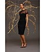 Maggy London Illusion Round Neck Cap Sleeve Sheath Dress, Black - Image 20