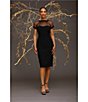 Maggy London Illusion Round Neck Cap Sleeve Sheath Dress, Black - Image 23