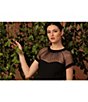 Maggy London Illusion Round Neck Cap Sleeve Sheath Dress, Black - Image 24