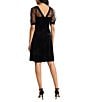 Maggy London Mesh Illusion Neck Short Puff Sleeve Velvet Dress, Color:Black - Image 2