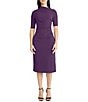 Maggy London Mock Neck Short Sleeve Draped Midi Sheath Dress - Image 4