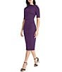 Maggy London Mock Neck Short Sleeve Draped Midi Sheath Dress - Image 6
