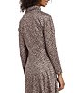 Color:Tan/Black - Image 4 - Petite Size Tweed Asymmetric Drop Waist Long Sleeve Mock Neck Dress