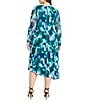 Maggy London Plus Size Boat Neck Long Sleeve Asymmetric Hem Power Mesh Midi Sheath Dress, Color:Mint/Teal - Image 2