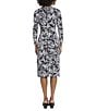 Color:Black/Light Grey - Image 2 - Printed Matte Jersey Surplice V-Neckline Long Sleeve Faux Wrap Dress