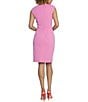 Color:Mauve - Image 2 - Scuba Crepe Round Neck Sleeveless Twist Front Dress
