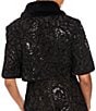 Maggy London Sequin Mesh Cropped Fur Trimmed Jacket - Image 2