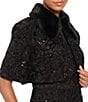Maggy London Sequin Mesh Cropped Fur Trimmed Jacket - Image 3