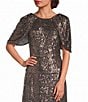 Maggy London Sequin Mesh Drape Overlay Blouse - Image 1