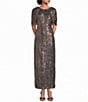 Maggy London Sequin Mesh Drape Overlay Blouse - Image 3