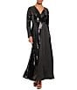 Maggy London Sequin Mesh Long Sleeve Gown - Image 1