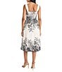 Maggy London Square Neck Sleeveless Tropical Print Fit And Flare Midi Dress, Color:Black/White - Image 2
