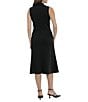 Color:Black - Image 2 - Stretch Crepe Mock Neckline Sleeveless Midi Dress
