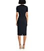 Maggy London Stretch Crepe Twist Crew Neck Short Sleeve Sheath Dress, Color:Black - Image 2
