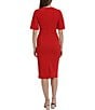 Color:Racing Red - Image 2 - Stretch Crepe V Neckline Short Flutter Sleeve Sheath Dress